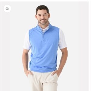 Peter Millar Light Blue Quarter-Zip Performance Vest Oversized Medium Size